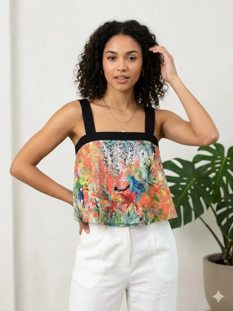 Top de tirantes estampado floral colorido