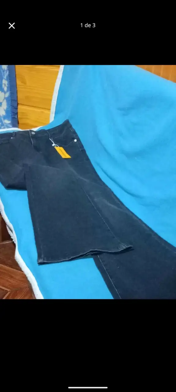 Jeans anchos de mezclilla azul para mujer - 1