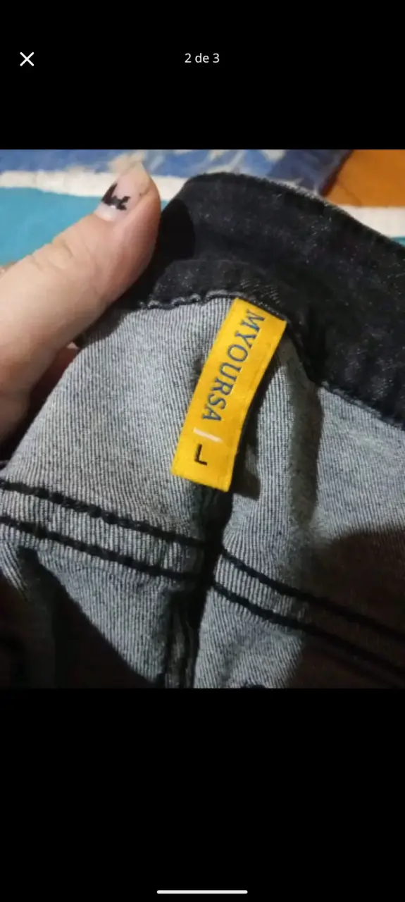 Jeans anchos de mezclilla azul para mujer - 2