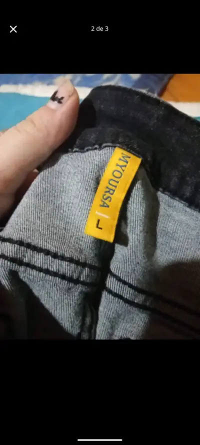 Jeans anchos de mezclilla azul para mujer - miniatura 2