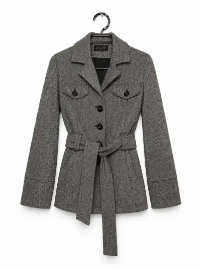 Blazer gris con cinturón para mujer - miniatura 2