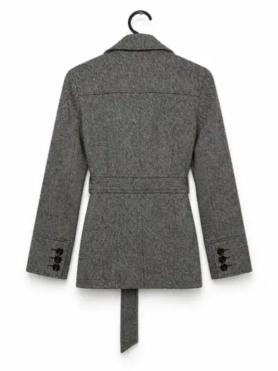 Blazer gris con cinturón para mujer - miniatura 3