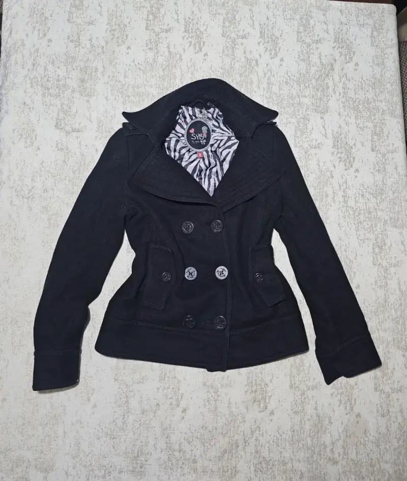 Abrigo Sybila negro de 60% lana para mujer - 2