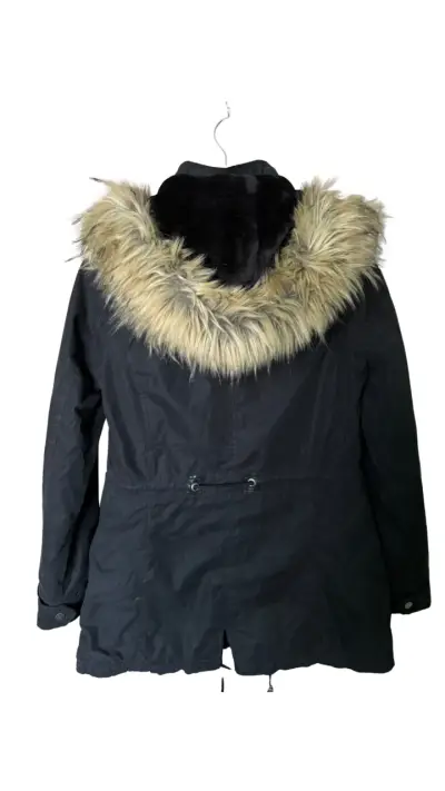 Parka negra con capucha de piel sintética Wados - miniatura 2