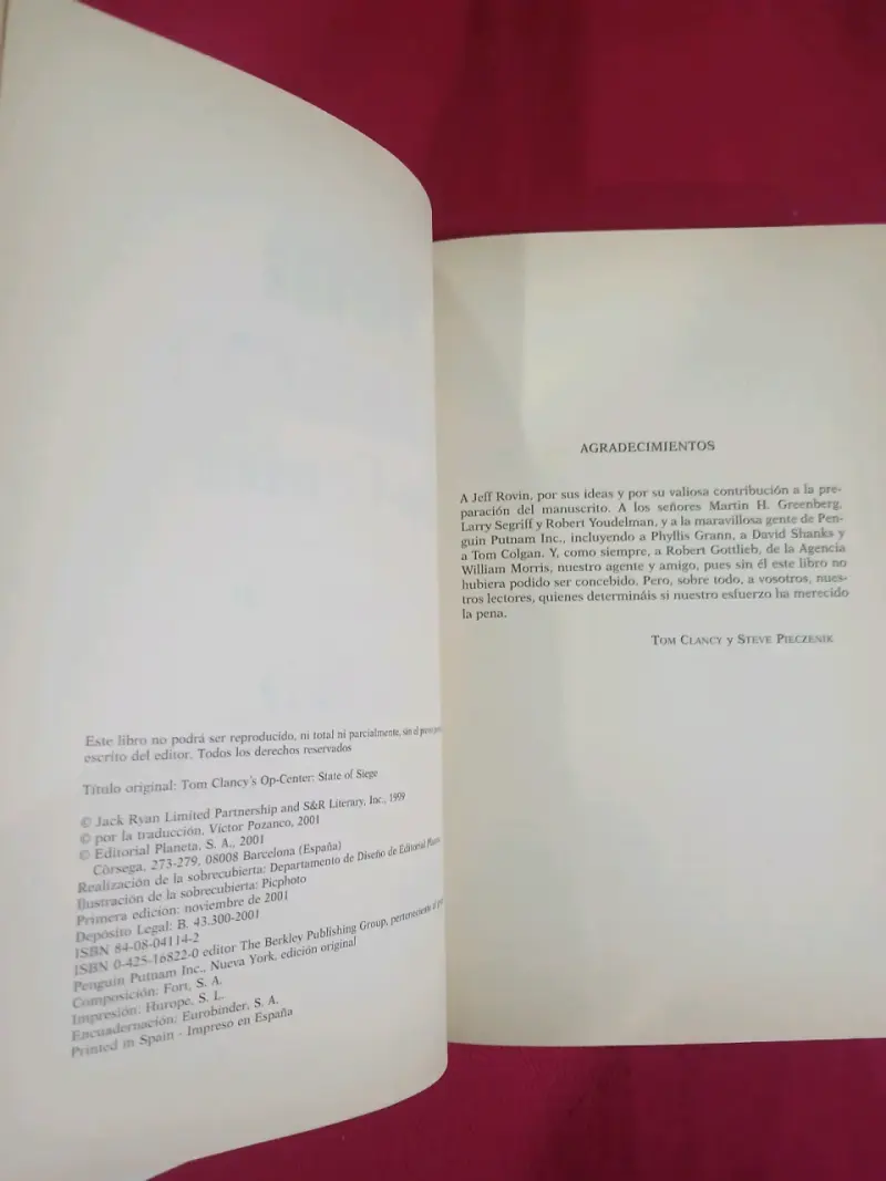 Libro Tom Clancy Op-Center Estado de Sitio - 2