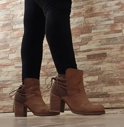 Botines de cuero marrón para mujer Romano - miniatura 5