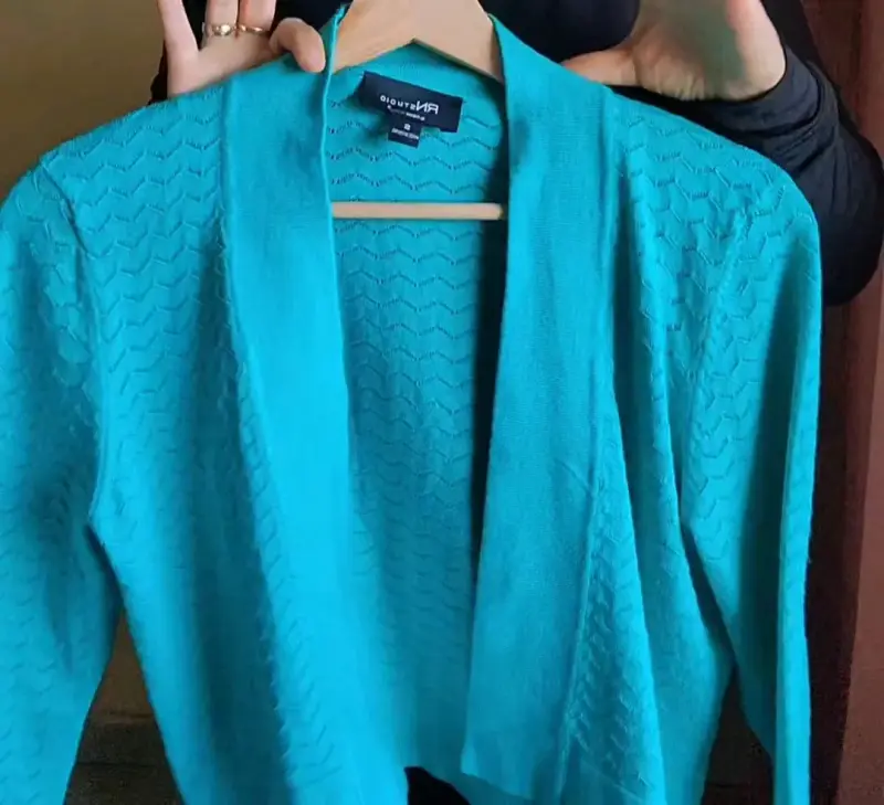 Cárdigan turquesa de punto para mujer - 2