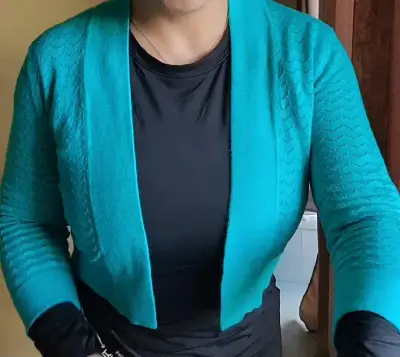 Cárdigan turquesa de punto para mujer - miniatura 3
