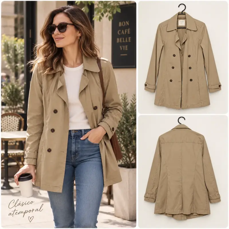Chaqueta corta beige de doble botonadura Sonoma L - 1