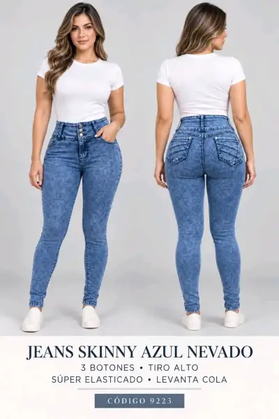 Jeans Skinny Azul Nevado Tiro Alto - miniatura 1