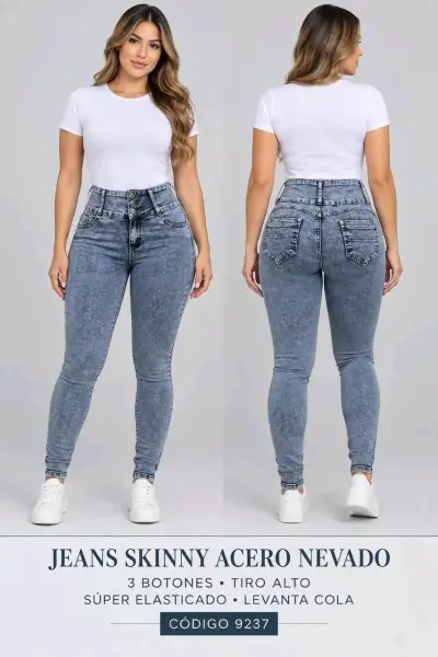 Jeans Skinny Azul Nevado Tiro Alto - miniatura 2