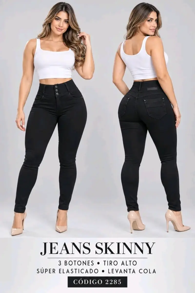 Jeans Skinny Azul Nevado Tiro Alto - 3