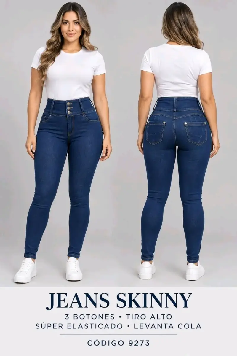 Jeans Skinny Azul Nevado Tiro Alto - 4