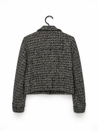 Chaqueta corta tweed blanco y negro L - miniatura 3