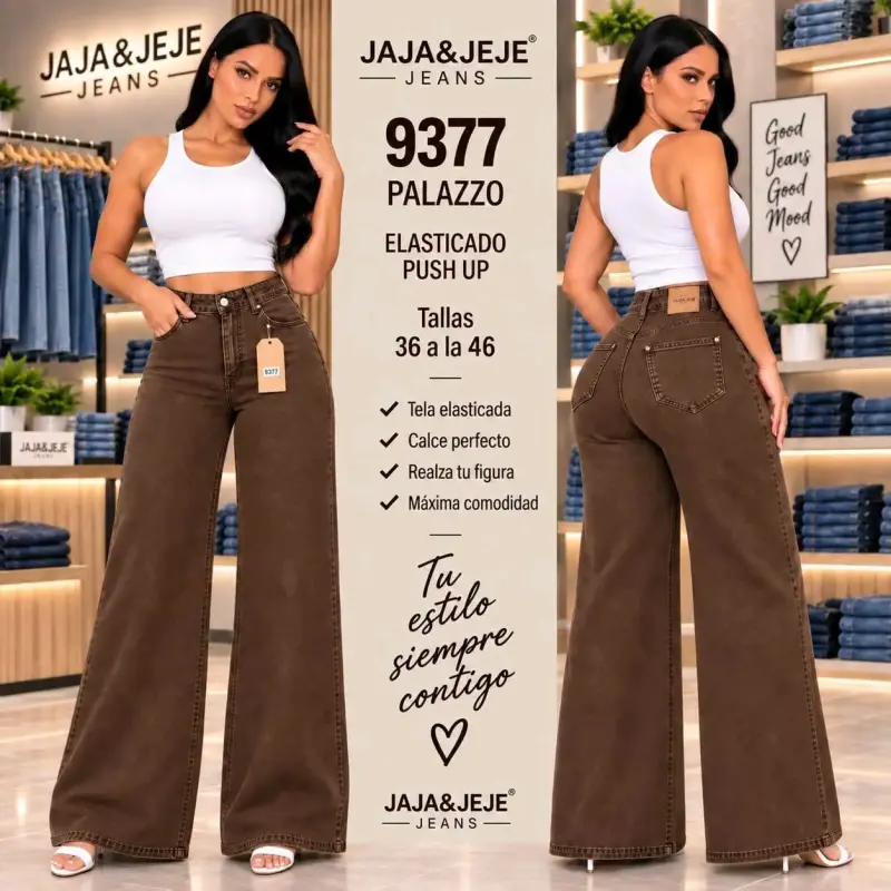 Jeans Palazzo Elasticados Push Up Mujer - 1