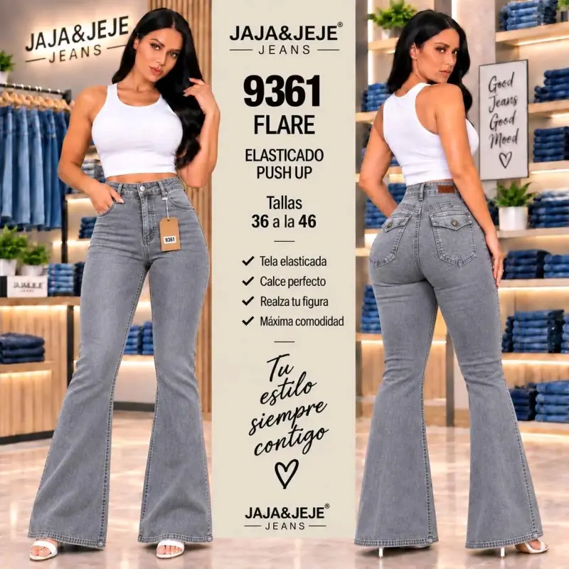 Jeans Palazzo Elasticados Push Up Mujer - 2