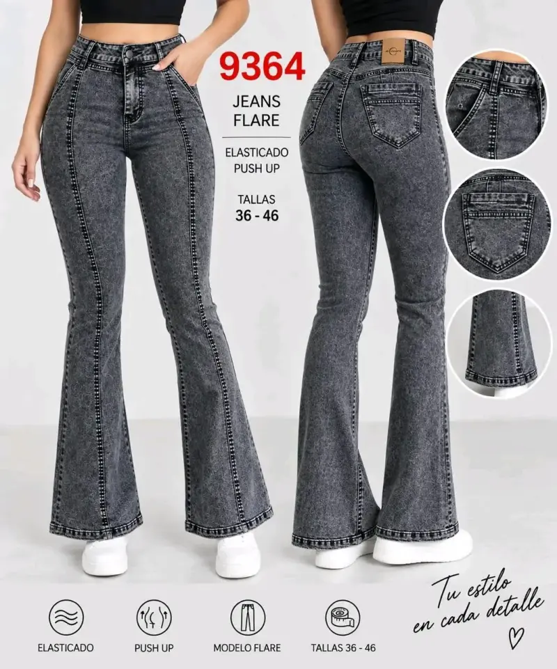 Jeans Palazzo Elasticados Push Up Mujer - 4
