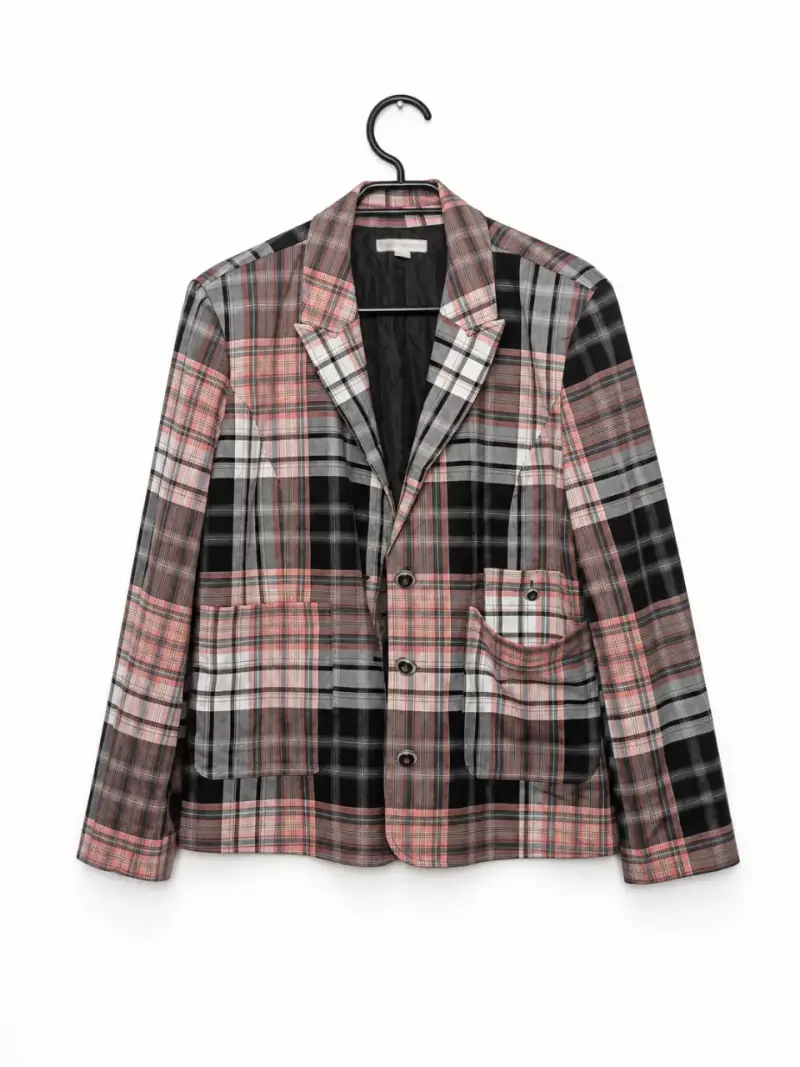 Blazer a cuadros negro, rosa y blanco Cako XL - 2