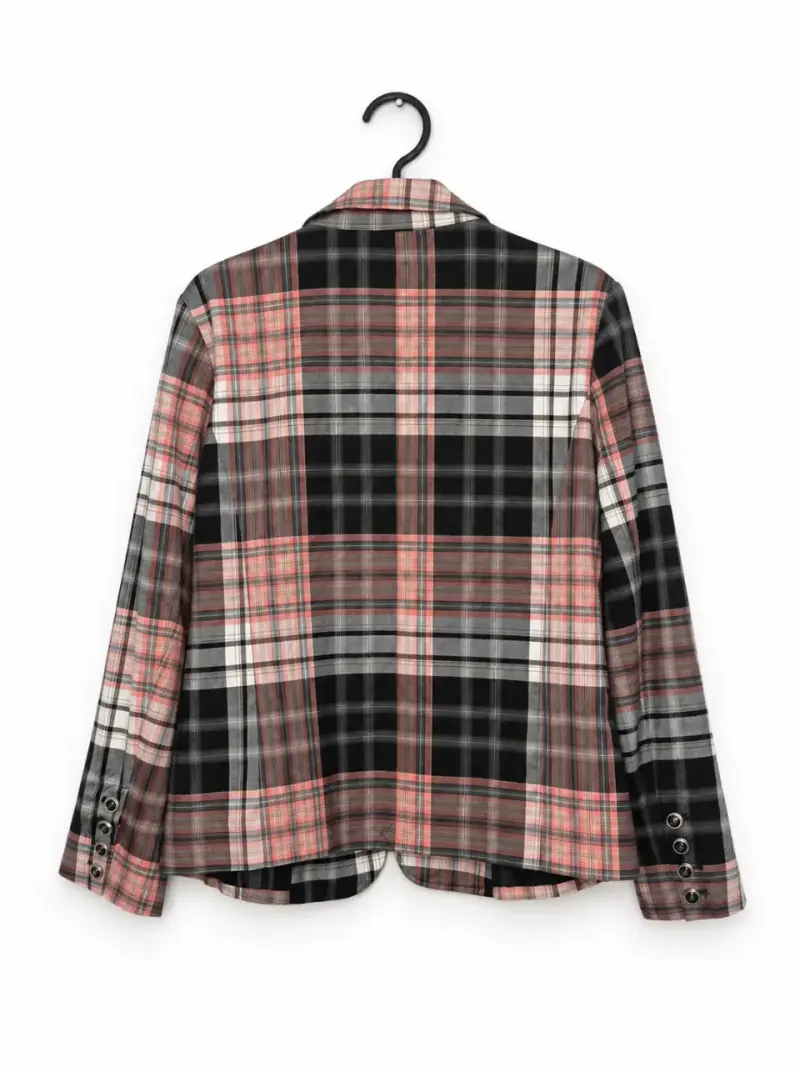 Blazer a cuadros negro, rosa y blanco Cako XL - 3