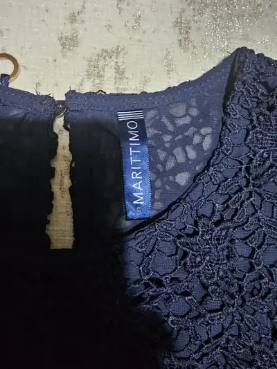 Blusa de macramé azul marino Marittimo talla S - miniatura 2