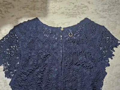 Blusa de macramé azul marino Marittimo talla S - miniatura 4