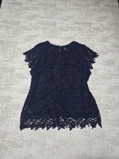 Blusa de macramé azul marino Marittimo talla S - miniatura 5