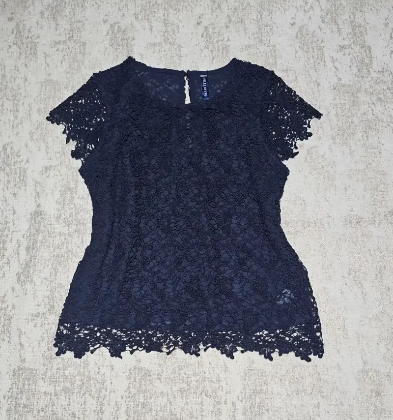 Blusa de macramé azul marino Marittimo talla S - 6