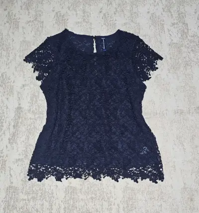 Blusa de macramé azul marino Marittimo talla S - miniatura 6