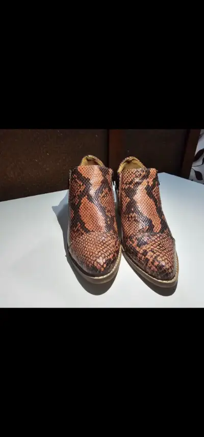 Botines de cuero n°37 con estampado de serpiente - miniatura 3