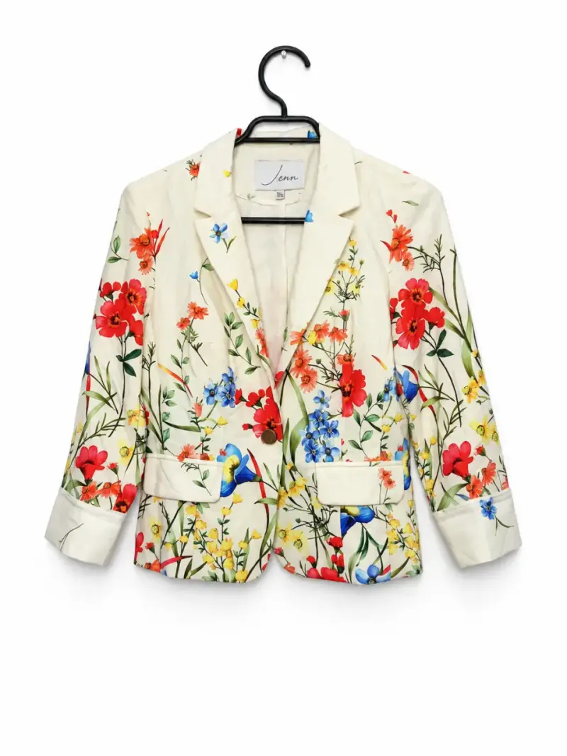 Blazer blanco con flores multicolor Jenn L - 2