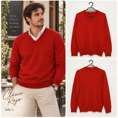 Suéter rojo cuello en V Old Navy L - miniatura 1