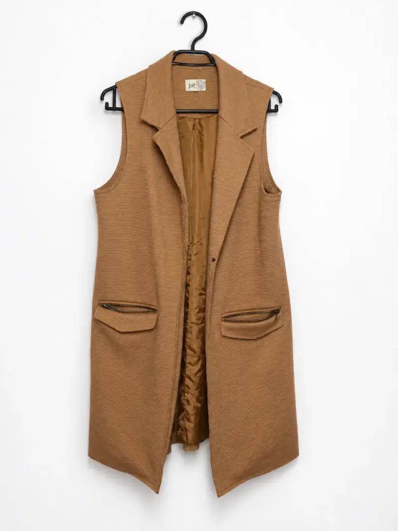 Chaleco largo camel sin mangas Jolt L - 2