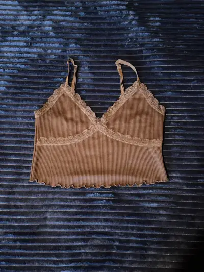 Top de encaje marrón para mujer - miniatura 1