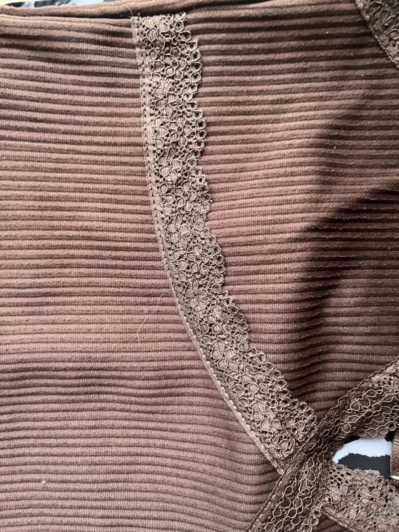 Top de encaje marrón para mujer - 2