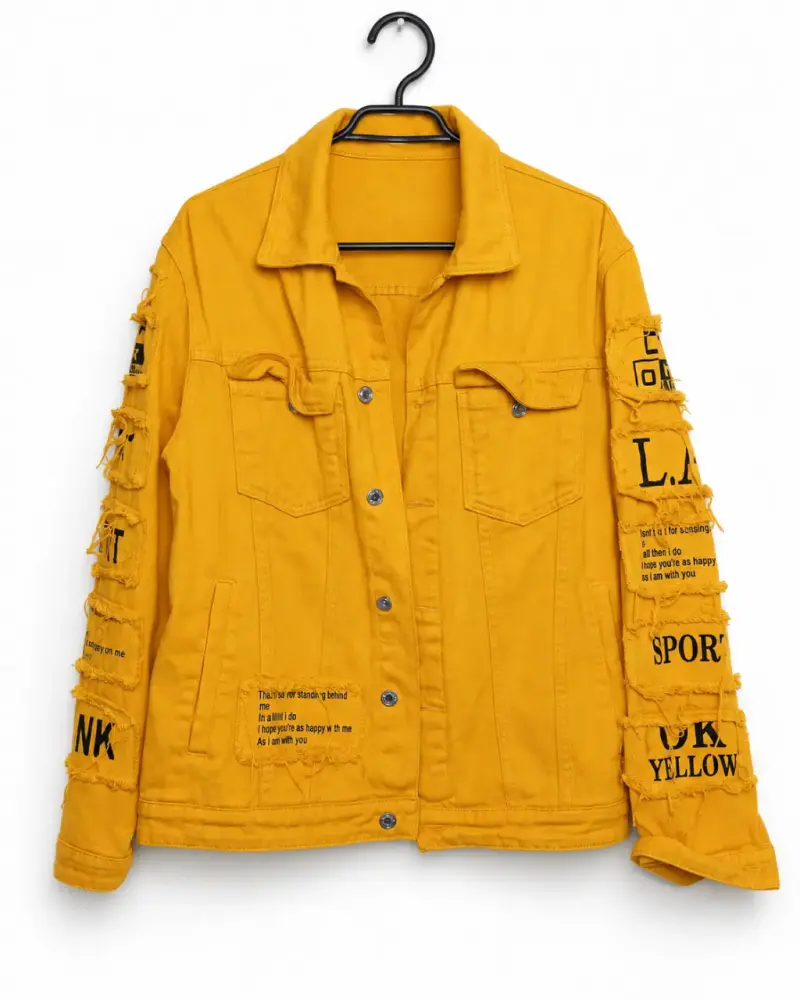 Chaqueta denim mostaza estampada SHEIN L - 3