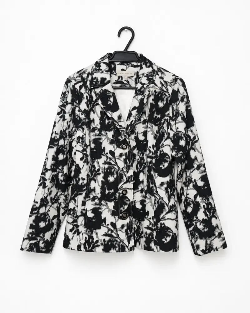 Blazer floral blanco y negro Laura Ashley M - 2