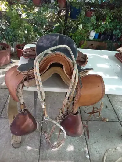 Montura de cuero para caballo en buen estado - miniatura 1