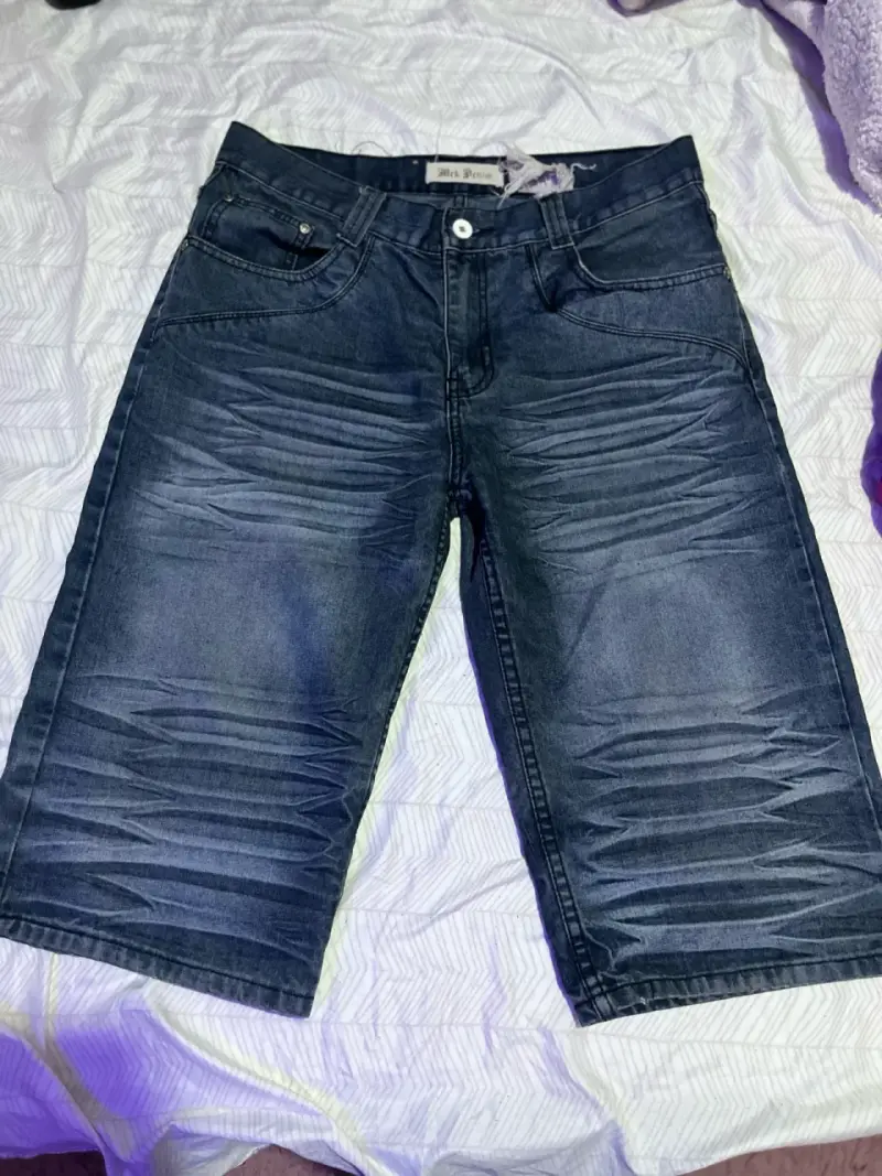 Bermudas de mezclilla azul para hombre