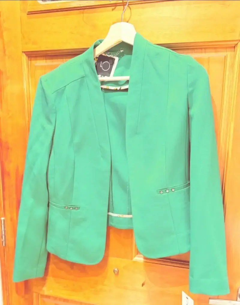 Blazer verde elegante para mujer talla S - 2