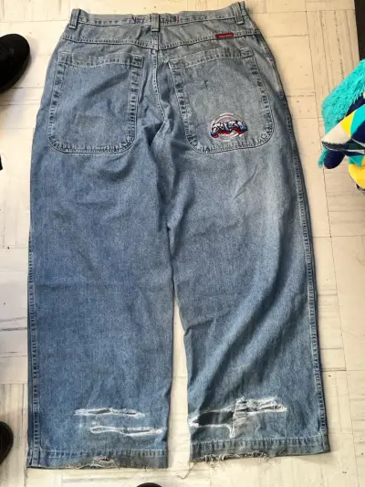 Jeans anchos JNCO con diseño bordado - miniatura 1