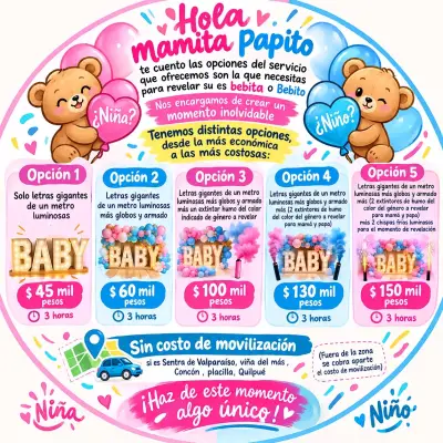 Servicio de revelación de género con letras luminosas - miniatura 1