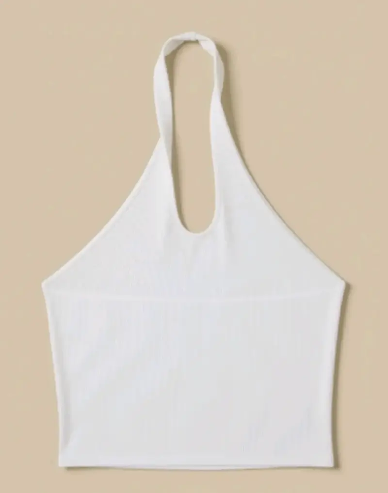 Top blanco sin mangas estilo halter - 2