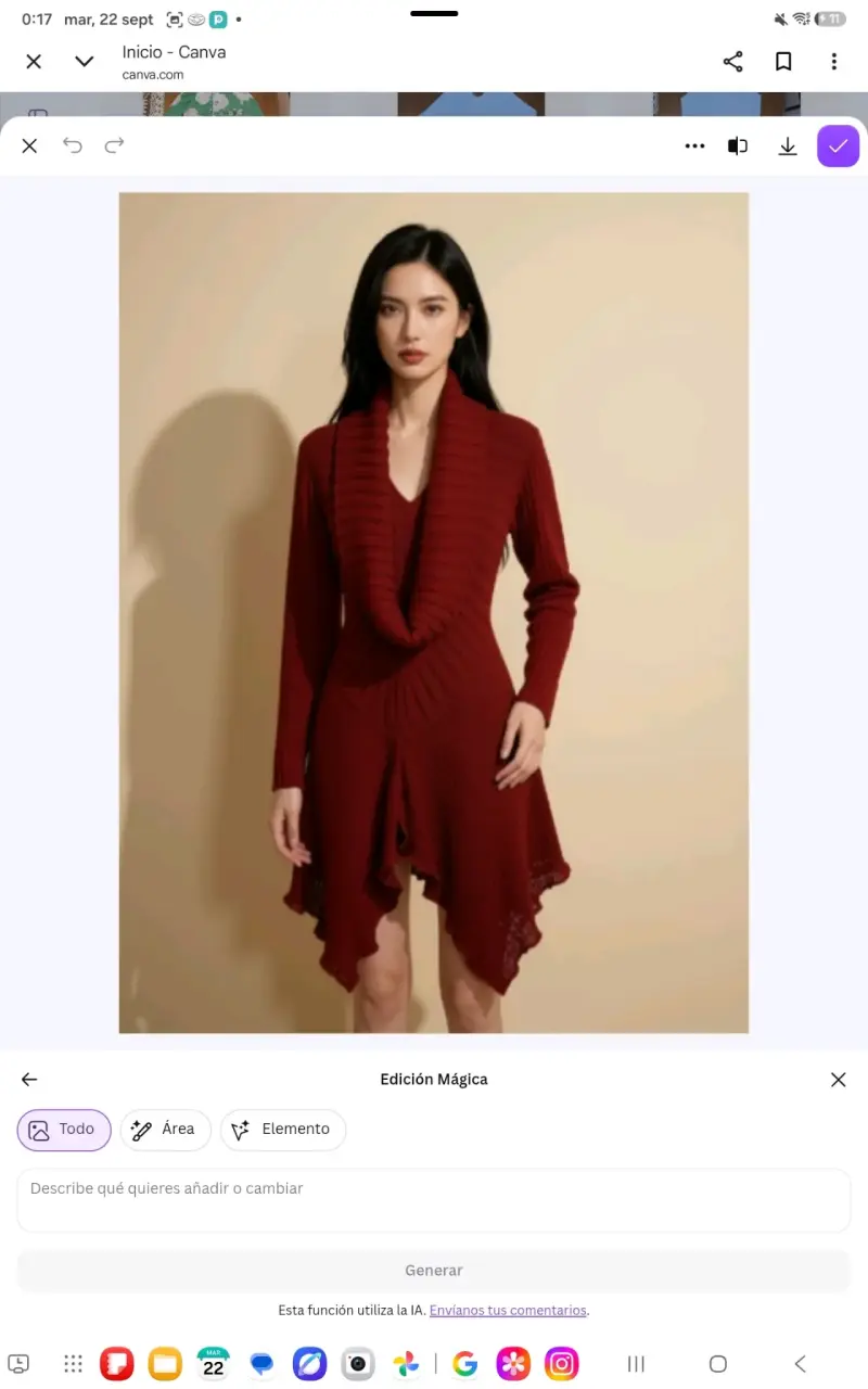 Sweter de punto rojo con cuello amplio - 2