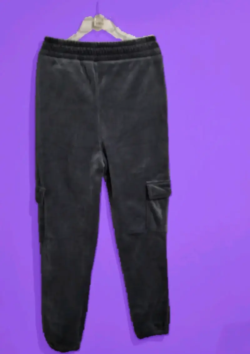 Pantalones jogger de terciopelo negro con bolsillos - 2