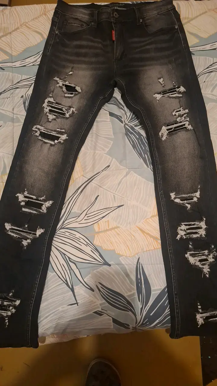 Jeans negros desgastados para hombre M. Star