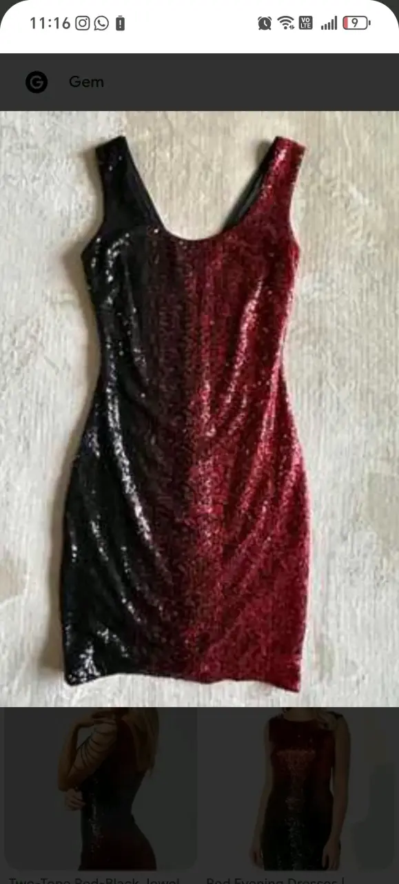 Vestido corto de lentejuelas negro y rojo - 2