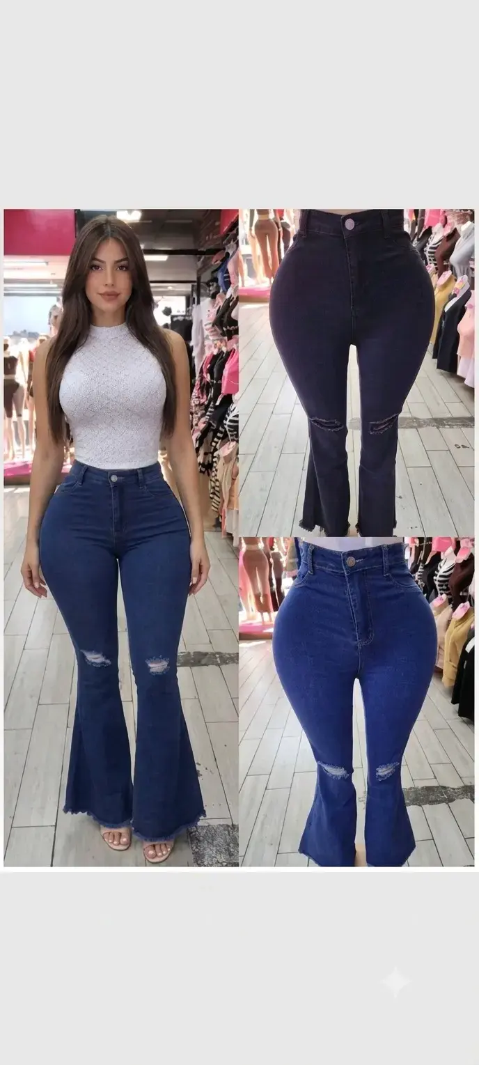 Jeans acampanados de tiro alto para mujer