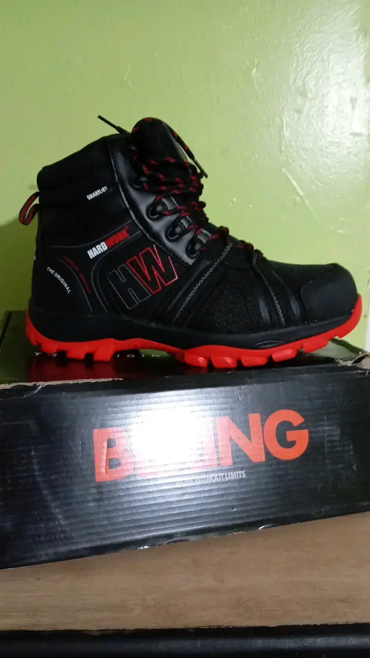 Botas de trabajo Hard Work negras y rojas - 2