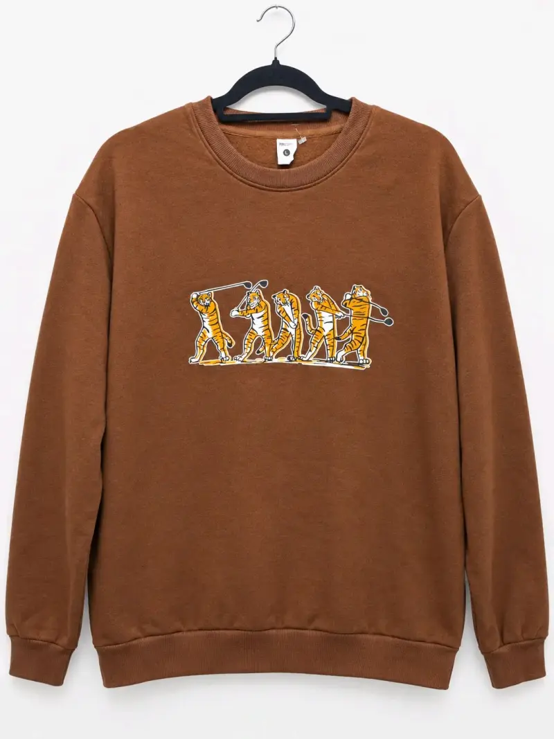 Polerón marrón con diseño de tigres - 1