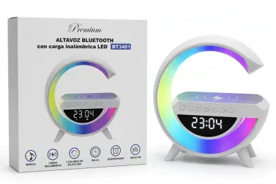 Altavoz Bluetooth con Carga Inalámbrica LED y Reloj - miniatura 1